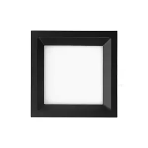 Plafon led sobrepor quadrado recuado kais 18w 3000k 1100lm preto abs-Nordecor – 4252