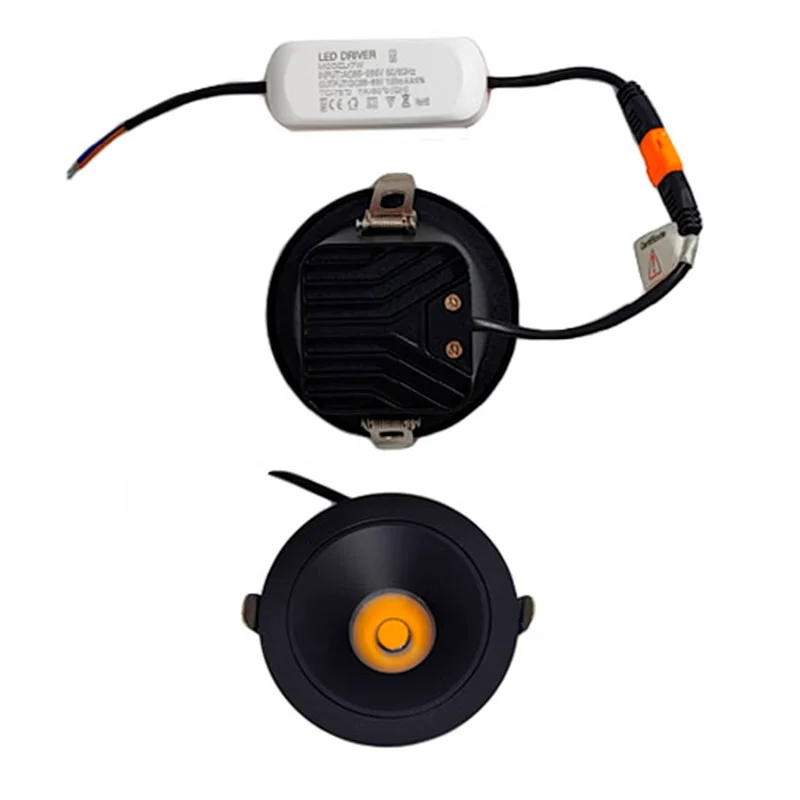 Spot embutir downlight redondo 7w 3000k 770lm 24º IP20 preto abs-Astraled – DL-7021 - Image 4
