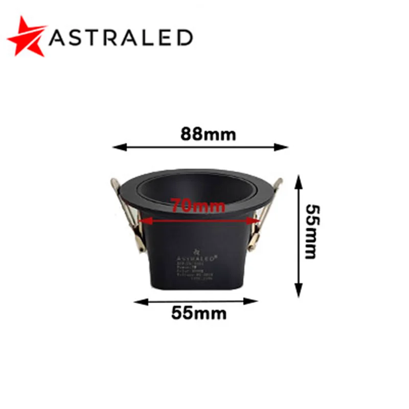 Spot embutir downlight redondo 7w 3000k 770lm 24º IP20 preto abs-Astraled – DL-7021 - Image 5