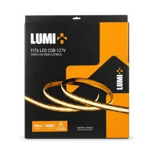 Fita cob 10W rolo 50m 127V IP44 4000K 240led/m 8mm 1000lm-Lumi+ – 30031