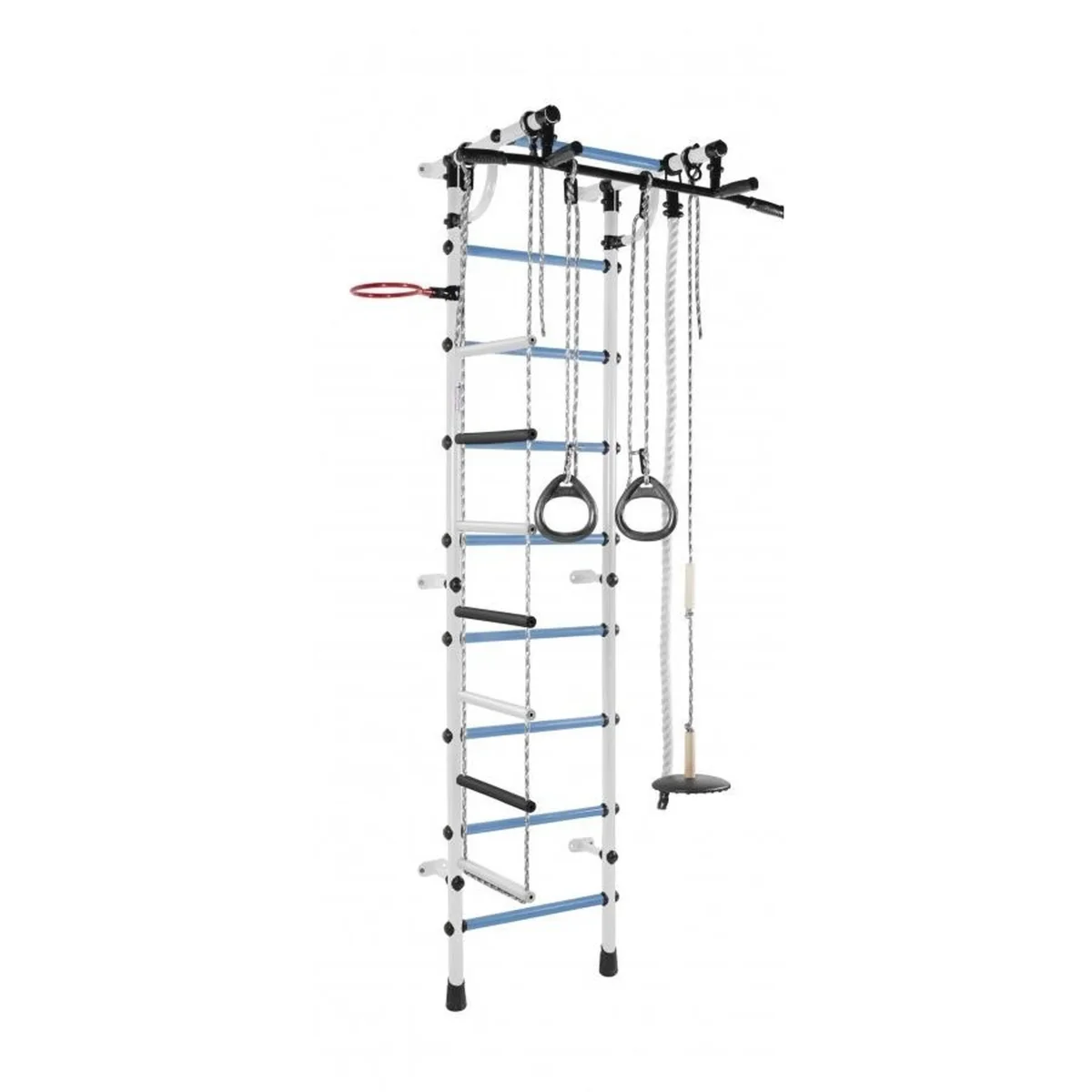 Ginásio de Parede Infantil com Encosto, Barra Pull-up, Argolas, Escada e Baloiço GAMMA 230*64*52 cm - Image 8