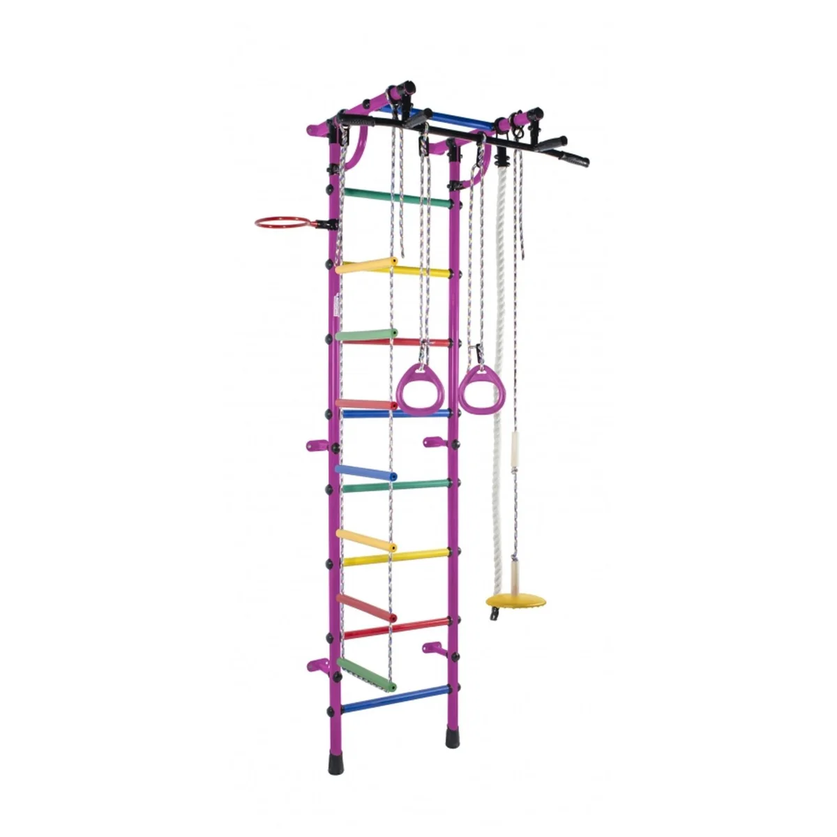 Ginásio de Parede Infantil com Encosto, Barra Pull-up, Argolas, Escada e Baloiço GAMMA 230*64*52 cm - Image 6